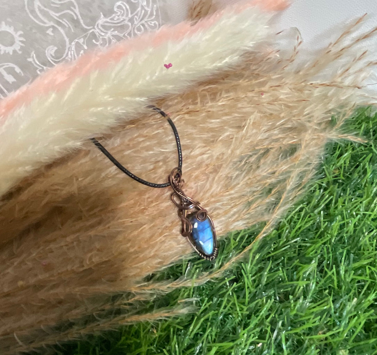 Labradorite Pendant wrapped in antique copper