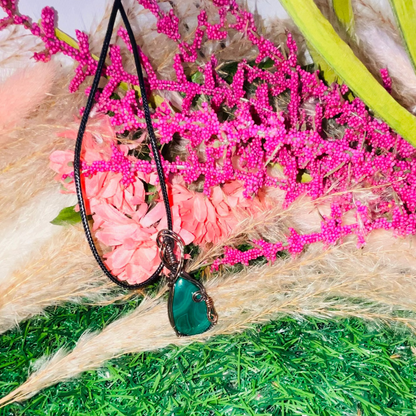 Malachite wrapped in Oxidized Copper