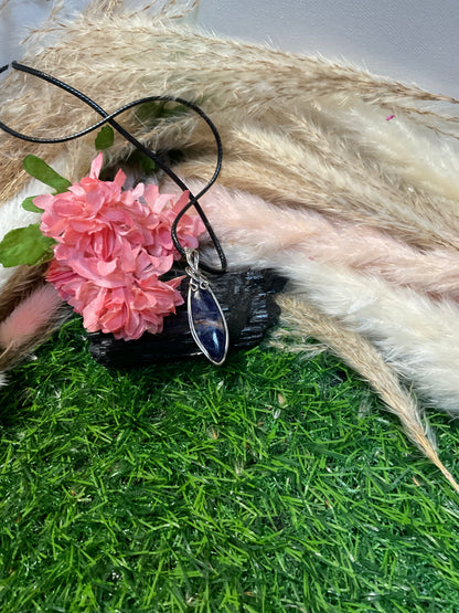 Sodalite Pendant Wrapped in Sterling Silver