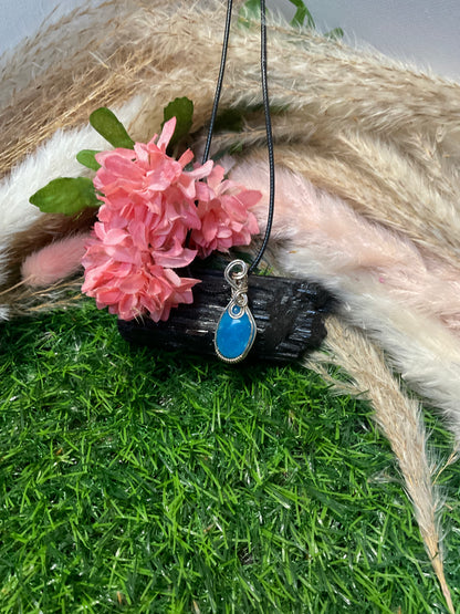 Hemimorphite wrapped in Sterling Silver