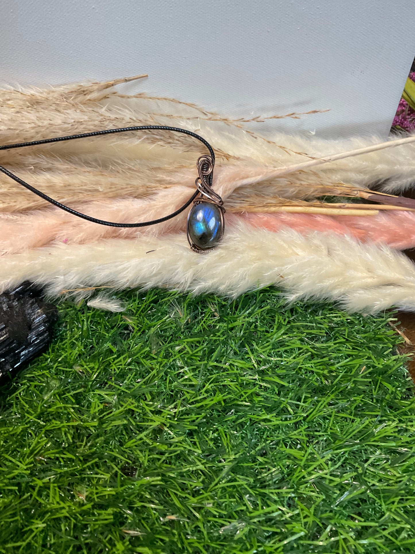 Labradorite wrapped in Oxidized Copper