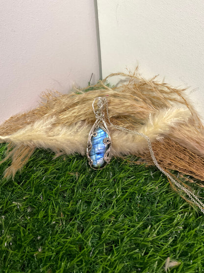 Labradorite wrapped in 925 Sterling Silver