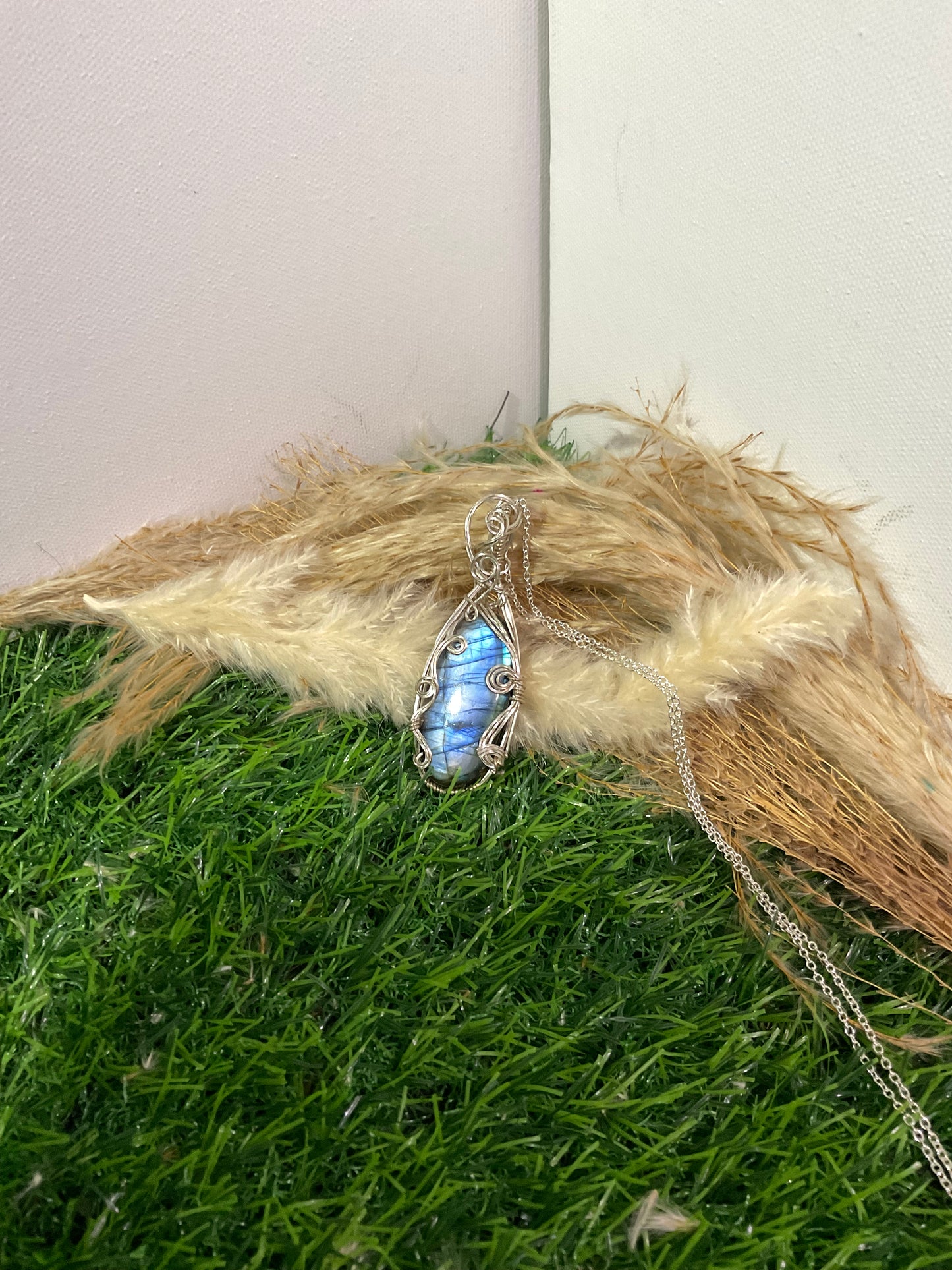 Labradorite wrapped in 925 Sterling Silver