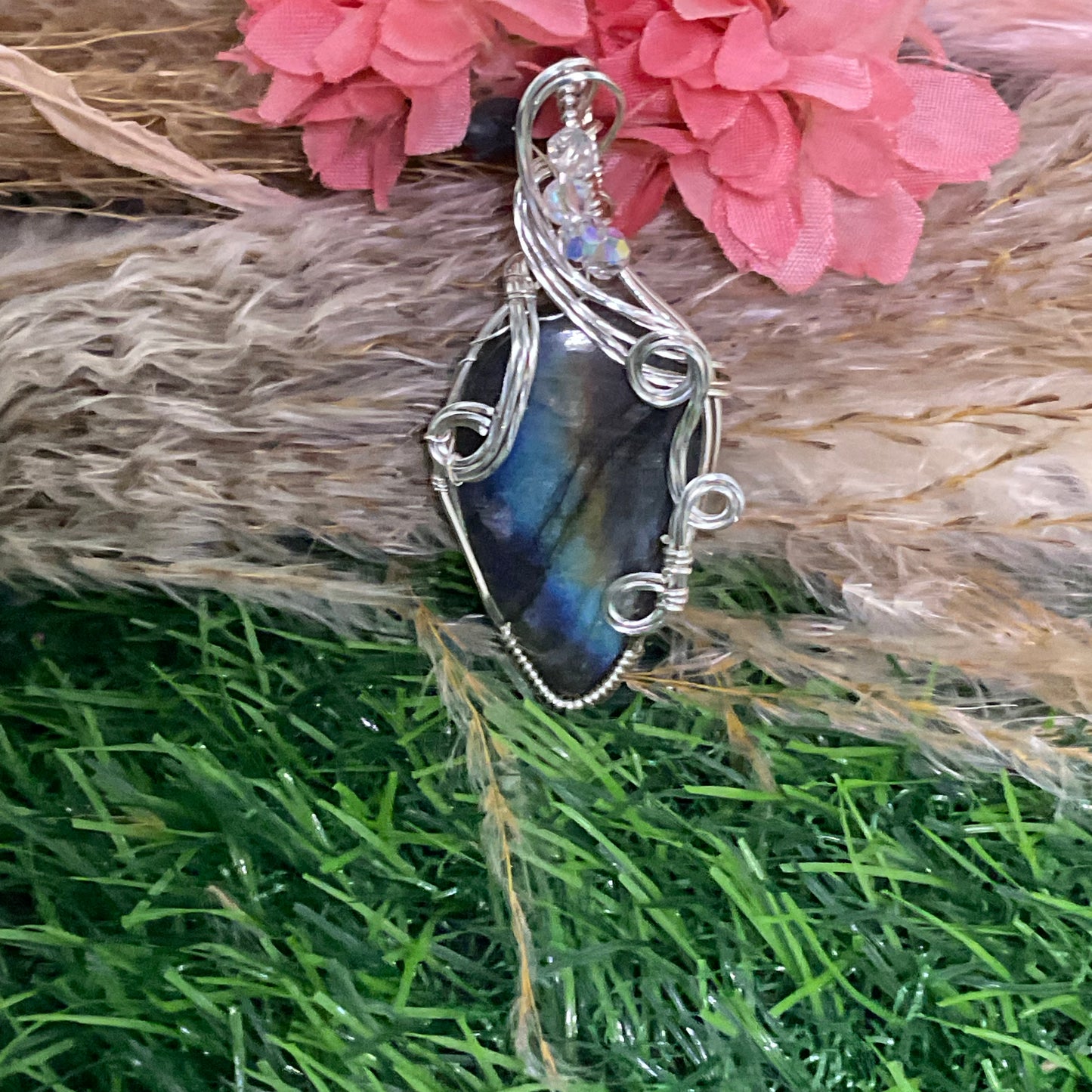 Labradorite Pendant wrapped in Sterling Silver.