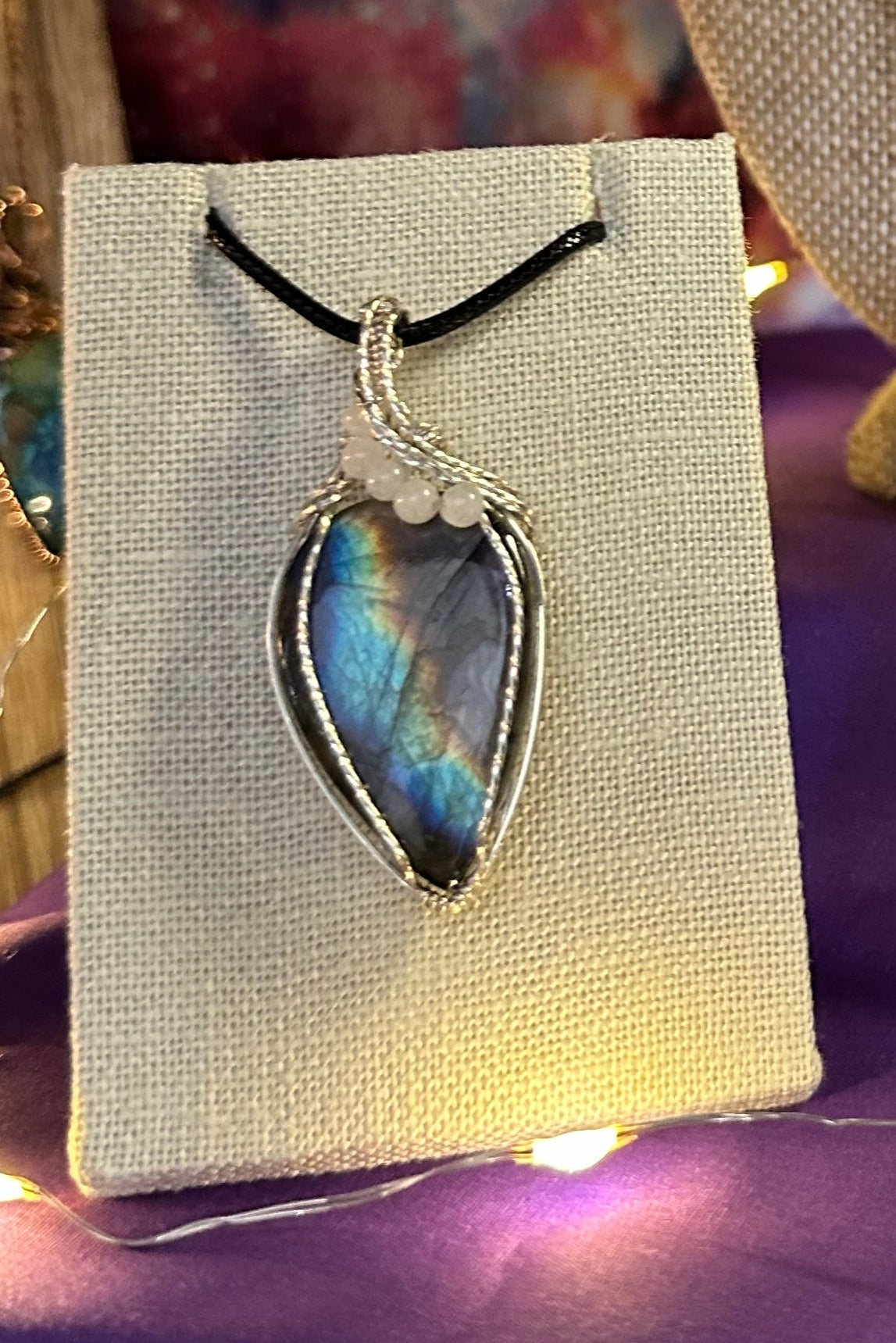 Labradorite Pendant wrapped in Sterling Sliver