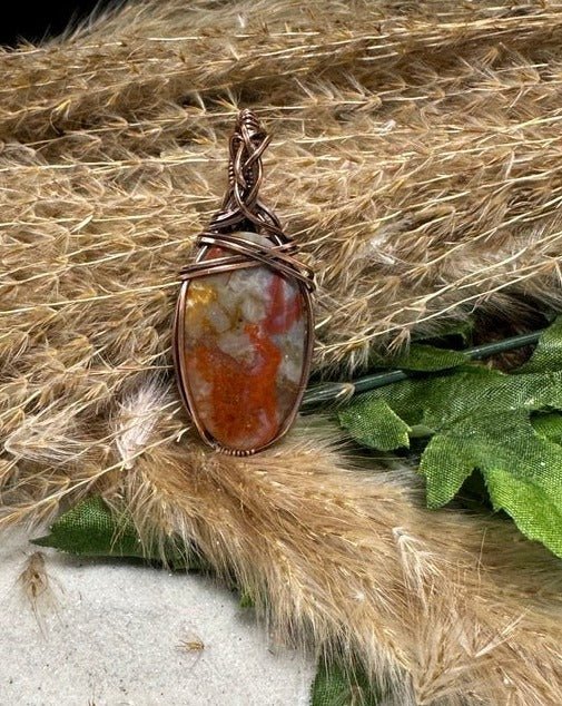 Agate Necklace wrapped in Oxidized Copper. - Daydream Designs