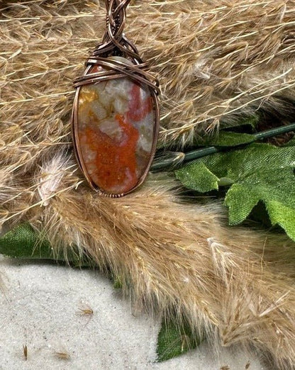 Agate Necklace wrapped in Oxidized Copper. - Daydream Designs