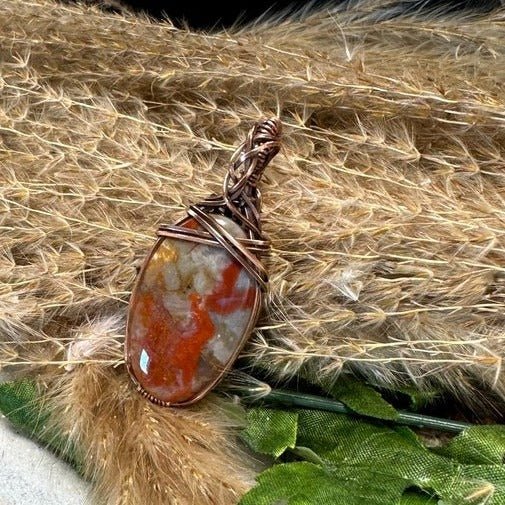 Agate Necklace wrapped in Oxidized Copper. - Daydream Designs