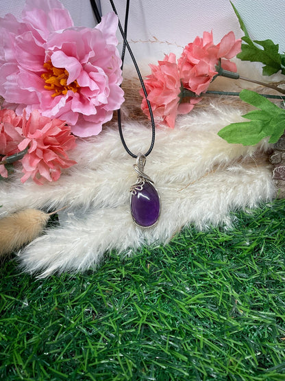 Amethyst Crystal wrapped in Sterling Silver. - Daydream Designs