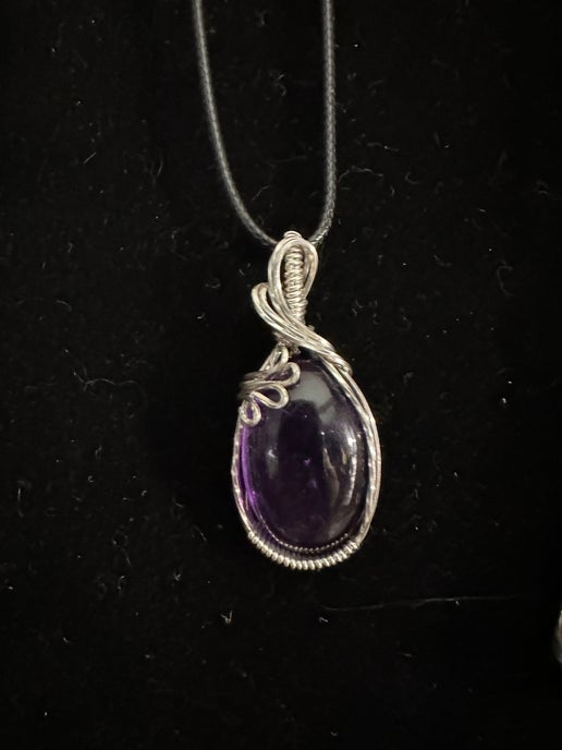 Amethyst Crystal wrapped in Sterling Silver. - Daydream Designs