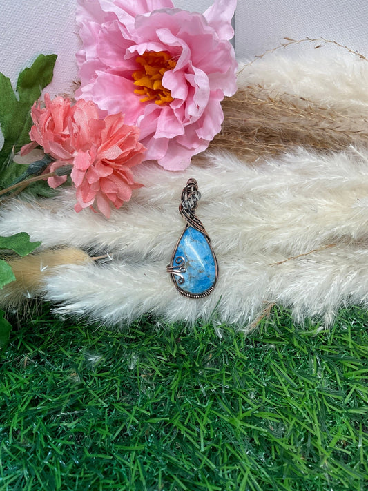 Apatite wrapped in Oxidized Copper - Daydream Designs