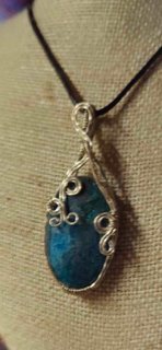 Blue Apatite Pendant wrapped in Sterling Silver/ - Daydream Designs