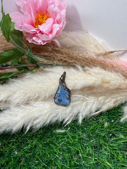 Blue Opal wrapped in Oxidized Copper - Daydream Designs