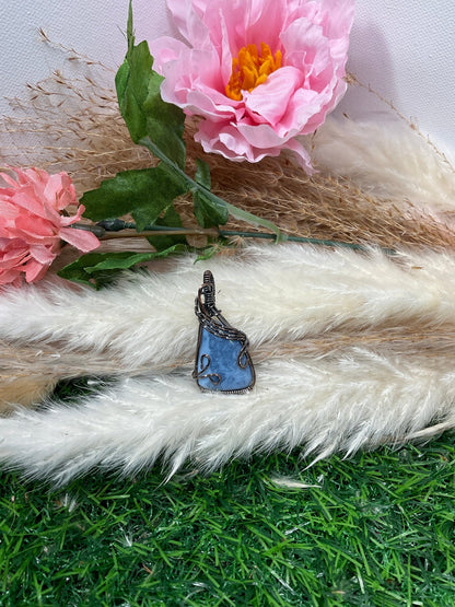 Blue Opal wrapped in Oxidized Copper - Daydream Designs