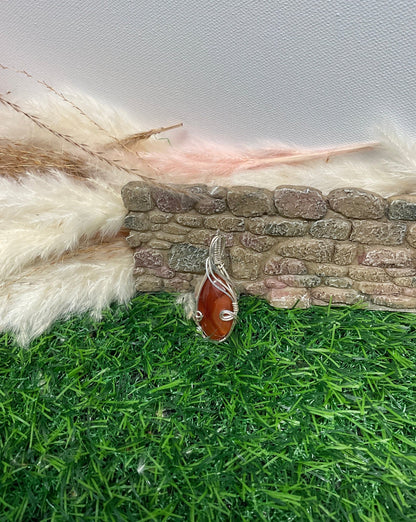 Carnelian Agate wrapped in Sterling silver x - Daydream Designs