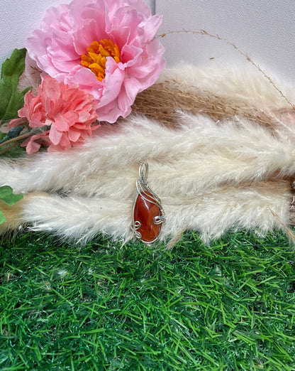 Carnelian Agate wrapped in Sterling silver x - Daydream Designs