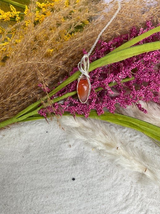 Carnelian wrapped in 9.25 sterling silver. - Daydream Designs