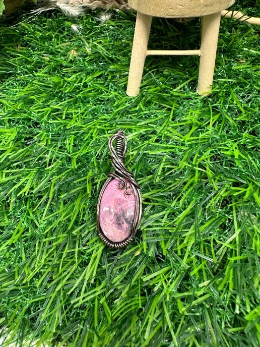 Cobalto Calcite Pendant Wrapped in Antique Copper - Daydream Designs