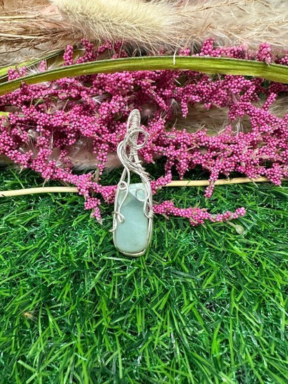 Green Aventurine Gemstone Necklace wrapped in Sterling Silver. - Daydream Designs