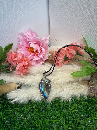 Labradorite Pendant wrapped in Sterling Sliver