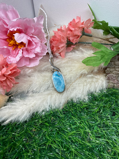 Larimar Pendant wrapped in Sterling Silver