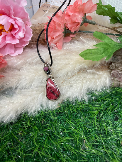 Thulite  Gemstone Pendant wrapped in Sterling Silver/