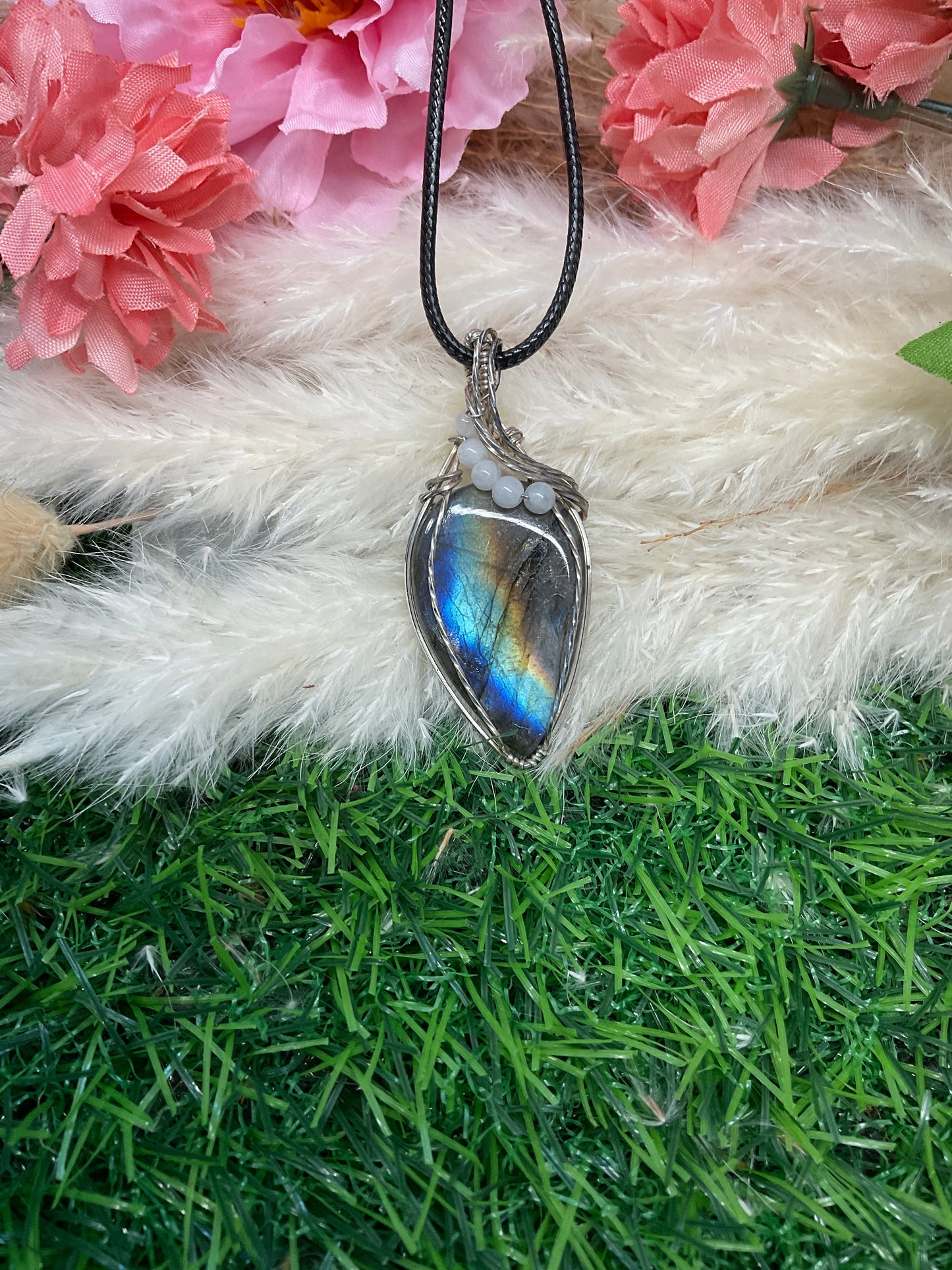 Labradorite Pendant wrapped in Sterling Sliver