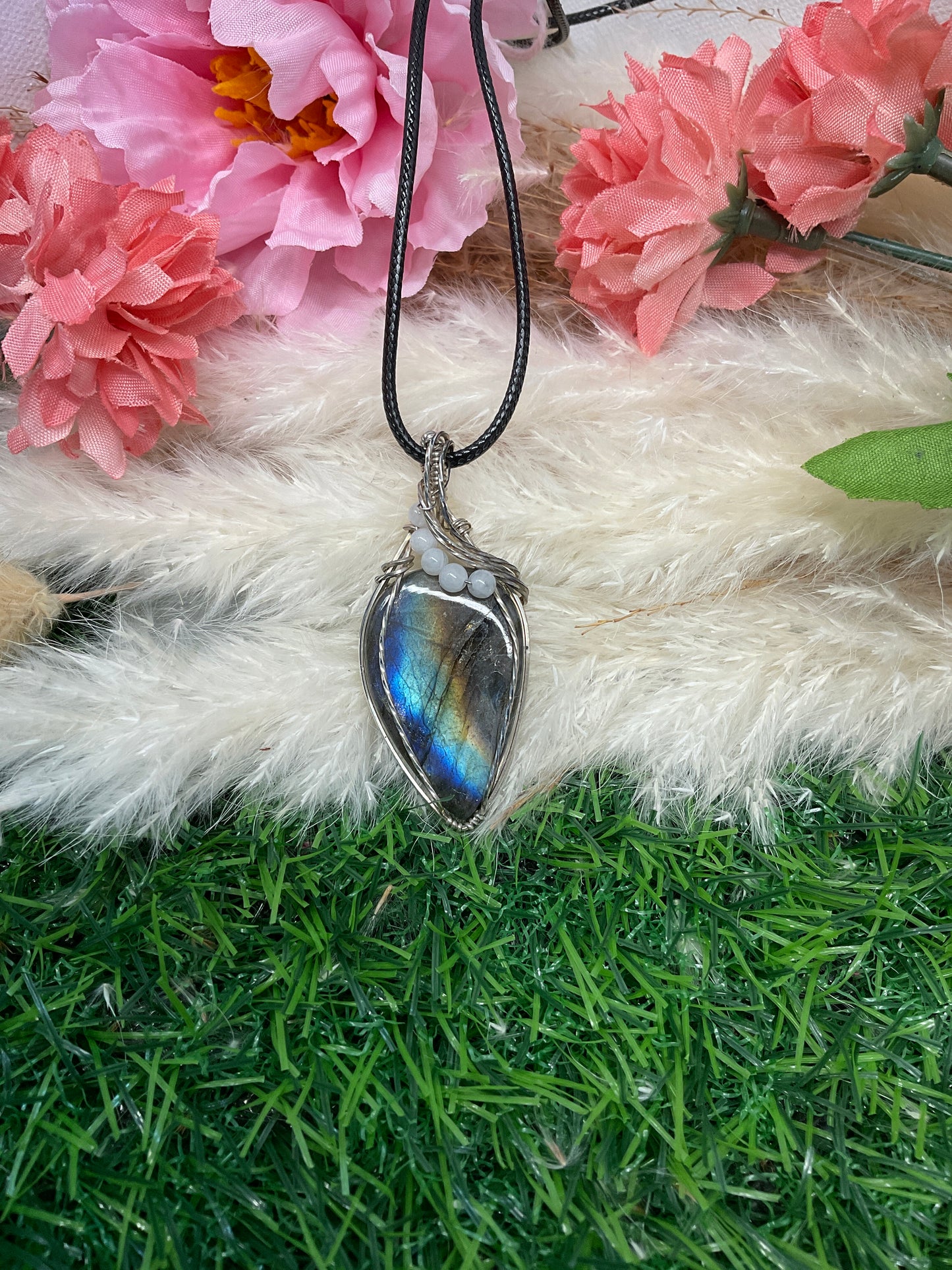 Labradorite Pendant wrapped in Sterling Sliver