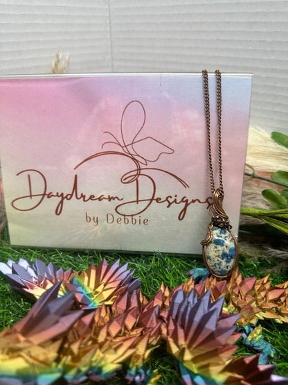 K2 Jasper Necklace wrapped in Oxidized Copper. - Daydream Designs