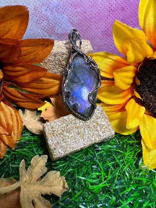 Labradorite wrapped in Antique Copper -Grounding Stone- (2) - Daydream Designs