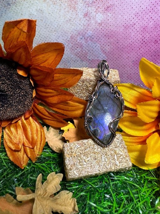 Labradorite wrapped in Antique Copper -Grounding Stone- (2) - Daydream Designs