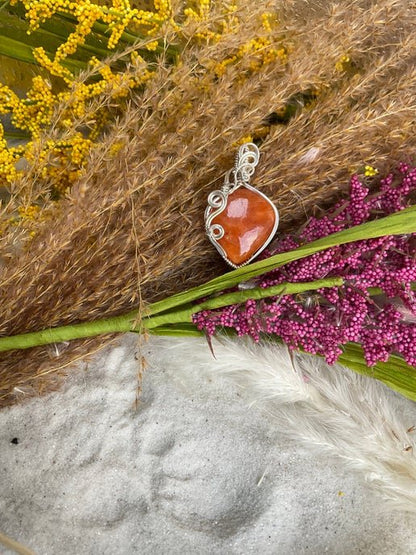 Mandarin Calcite wrapped in 9.25 Sterling Silver (1) - Daydream Designs