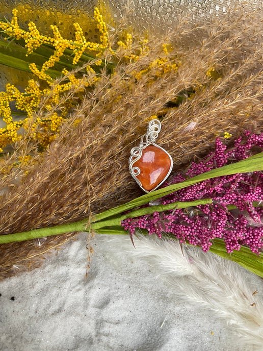 Mandarin Calcite wrapped in 9.25 Sterling Silver (1) - Daydream Designs