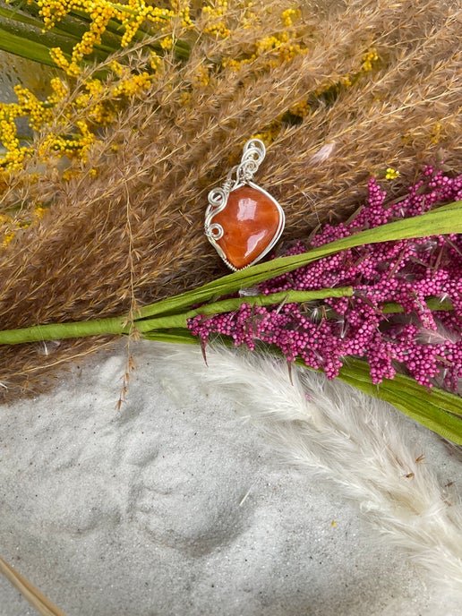 Mandarin Calcite wrapped in 9.25 Sterling Silver (1) - Daydream Designs