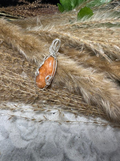 Mandarin Calcite wrapped in 9.25 Sterling Silver - Daydream Designs