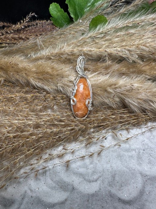 Mandarin Calcite wrapped in 9.25 Sterling Silver - Daydream Designs