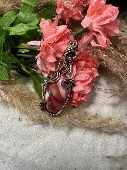 Mookaite Jasper Pendant Wrapped in Antique Copper - Daydream Designs