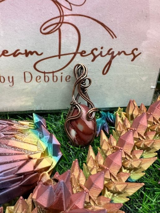 Mookaite Jasper Pendant Wrapped in Antique Copper - Daydream Designs