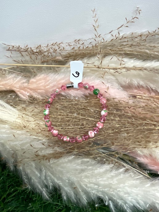 Rain Flower Jade with Pink Glass