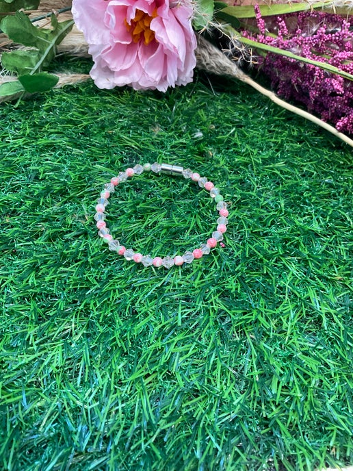 Rain Flower Jade Beads Pink and Green Round