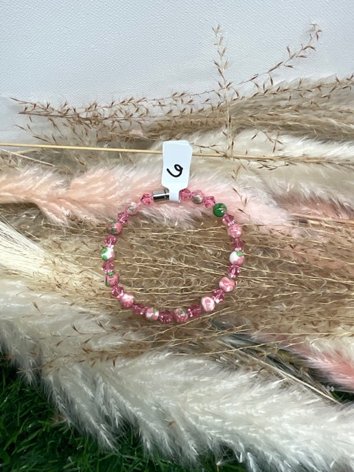 Rain Flower Jade with Pink Glass