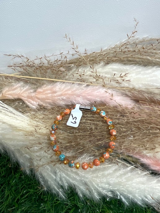 Rain Flower Jade with Orange Glass Beads/