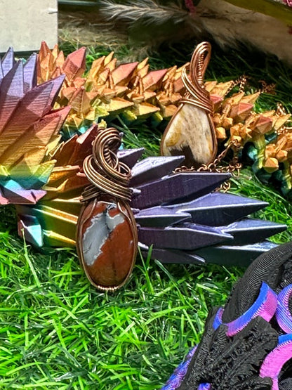 Noreen Jasper Necklace wrapped in Oxidized Copper.