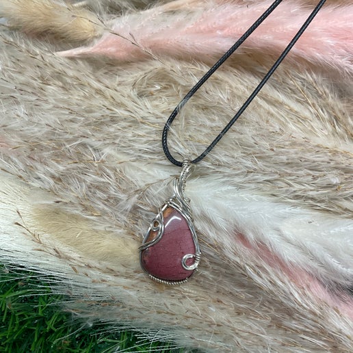 Mookaite necklace wrapped in Sterling Sliver