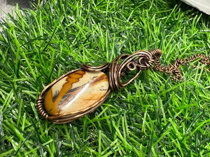 Picture Jasper Necklace wrapped in Oxidized Copper.