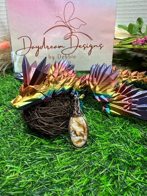 Petrified Wood Wrapped in Oxidized Copper - Daydream Designs